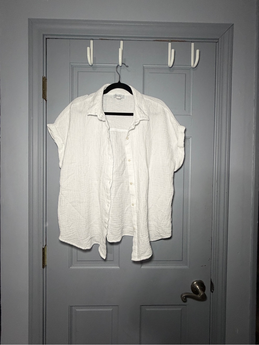 Jessica Simpson White Crinkled Button-Up Shirt